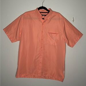 Paco Premium Quality Men's Orange Short Sleeve Button Up Shirt Size L